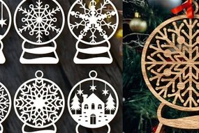 Σετ των 3 Intra απο ξύλο plywood 3mm-4mm πάχος Χριστουγεννιάτικου Στολίδι Paper Cut Δίασταση 8x8 cm INTRAFABR-83625793