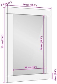 Καθρέφτης Μπάνιου 50x70 εκ. Μασίφ Ακατέργαστο Ξύλο Μάνγκο/Γυαλί - Καφέ