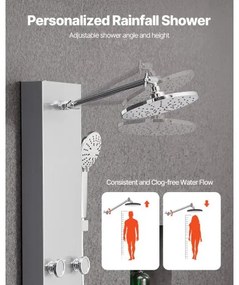 VEVOR Shower Panel Tower System Stainless Steel Column Rainfall Head Massage Jet
