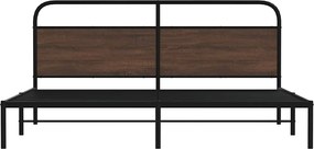 vidaXL Σκελετός Κρεβ. Χωρίς Στρώμα Καφέ Δρυς 193x203 εκ. Μεταλλικό