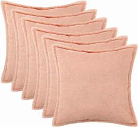 vidaXL Κάλυμμα Μαξιλαριού 6 pcs HOUTEN Ροζ 45 x 45 cm Μπουκλέ