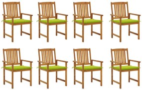 3078177 vidaXL Καρέκλες Κήπου 8 τεμ. από Μασίφ Ξύλο Ακακίας με Μαξιλάρια Πράσινο, 1 Τεμάχιο