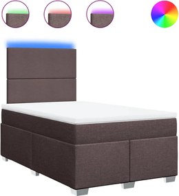 vidaXL Κρεβάτι Boxspring με Στρώμα Σκούρο Καφέ 120x200 εκ. Υφασμάτινο