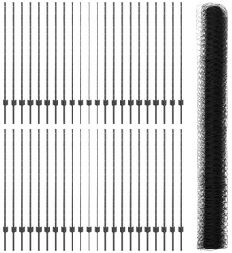 vidaXL Φράχτες  22 τεμάχια U-Channel Γκρι 140 cm Ατσάλι