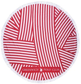 Πετσέτα Θαλάσσης Στρογγυλή 3689 Red-White Greenwich Polo Club Beach 150cm Microfiber