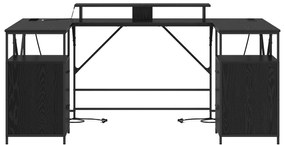 vidaXL Γραφείο Μαύρη Δρυς 182 x 101 x 87.5 εκ. Επεξεργασμένο ξύλο