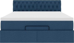 vidaXL Οθωμανικό κρεβάτι με στρώμα μπλε 140x190cm ύφασμα