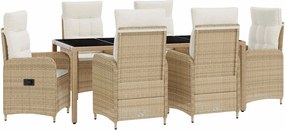 vidaXL Σετ Εξωτερικής Τραπέζης 7 pcs Μπεζ και Κρέμ 190 x 90 x 75 cm