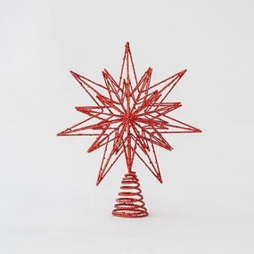 Eurolamp Κορυφή Δέντρου Αστέρι Με Σχέδια 3D Και Glitter 30x25cm Κόκκινο 600-44928