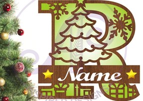 Intra απο ξύλο plywood 3mm-4mm πάχος Χριστουγεννιάτικο μονόγραμμα με κεφαλαίο γράμμα R Δίασταση 30x20 cm INTRAFABR-79721728