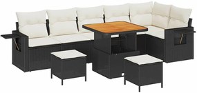 vidaXL Σετ Καναπέ Κήπου Ρυθμιζόμενο ύψος 9 pcs Μαύρο συνθετικό ρατάν