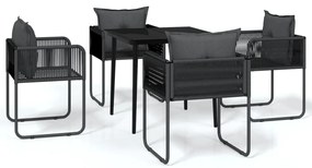 vidaXL Σετ Τραπεζαρίας Κήπου 5 Τεμαχίων Μαύρο