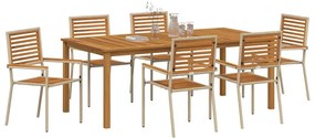 vidaXL Σέτ φαγητού για κήπο 7 pcs Μπεζ Στερεό Ξύλο Ακακίας