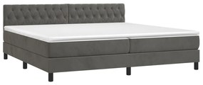 vidaXL Κρεβάτι Boxspring με Στρώμα Σκούρο Γκρι 200x200 εκ. Βελούδινο