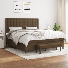 vidaXL Κρεβάτι Boxspring με Στρώμα Σκούρο Καφέ 180x200 εκ Υφασμάτινο