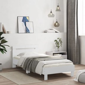 Πλαίσιο Κρεβατιού με Κεφαλάρι και LED Λευκό 100 x 200 εκ. - Λευκό