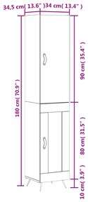 Ντουλάπι Καπνιστή δρυς 34,5x34x180 εκ. από Επεξεργασμένο Ξύλο - Καφέ