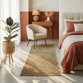 vidaXL Χαλί Φυσικό και Μαύρο 80 x 200 cm Γιούτα