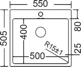 Fortinox Squadro 29055 (55x50,5) - Νεροχύτης κουζίνας