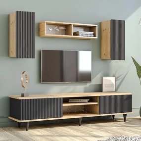 ΣΥΝΘΕΣΗ ΤΗΛΕΟΡΑΣΗΣ TOKYO MEGAPAP ΧΡΩΜΑ SAPPHIRE OAK - ΑΝΘΡΑΚΙ 170X37X45ΕΚ.