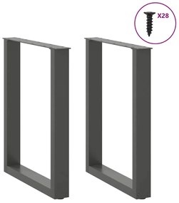 vidaXL Πόδια Τραπεζαρίας σε Σχήμα U 2 τεμ. Ανθρακί 70x(72-73) εκ. Ατσάλι