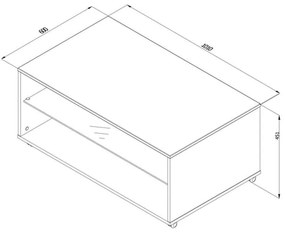 Τραπεζάκι Σαλονιού Norte Artisan Oak - Carbon 101x60x45 εκ. 101x60x45 εκ.