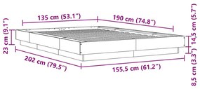 Πλαίσιο Κρεβατιού Sonoma Δρυς 135x190 εκ. Επεξεργασμένο Ξύλο - Καφέ