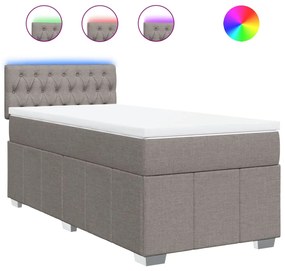 Κρεβάτι Boxspring με Στρώμα Taupe 90x190 εκ.Υφασμάτινο - Μπεζ-Γκρι