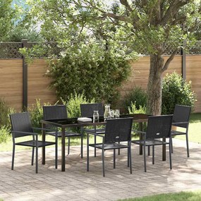 vidaXL Σέτ φαγητού για κήπο 7 pcs Μαύρο Ράτα PE