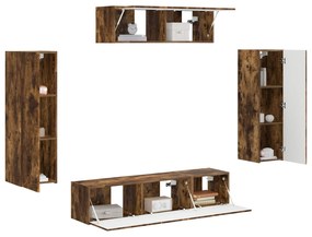 vidaXL Ντουλάπι TV 3 pcs Καπνιστό Δρύς