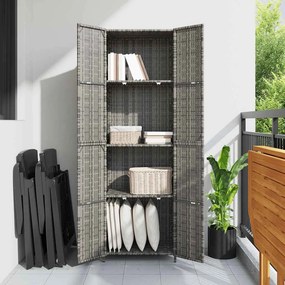 vidaXL Ντουλάπι Αποθήκευσης Κήπου Γκρι 59x40x180 εκ. από Συνθ. Ρατάν