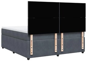 vidaXL Κρεβάτι Boxspring με Στρώμα Σκούρο Γκρι 200x200 εκ. Βελούδινο
