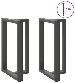 vidaXL Πόδια τραπεζιού μπαρ σε σχήμα T 2 τεμ. Ανθρακί 60x35x(90-91)εκ.
