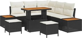 vidaXL Σετ Καναπέ Κήπου με μαξιλάρι 8 pcs Μαύρο Πολυ ράταν