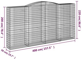 vidaXL Συρματοκιβώτια Τοξωτά 5 τεμ. 400x50x200/220 εκ. Γαλβαν. Ατσάλι