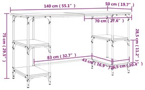 Γραφείο Μαύρο 140 x 50 x 75 εκ. Μέταλλο &amp; Επεξεργασμένο Ξύλο - Μαύρο