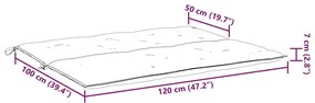 Μαξιλάρι Πάγκου Κήπου Μαύρο 120x(50+50)x7 εκ. Ύφασμα Oxford - Μαύρο