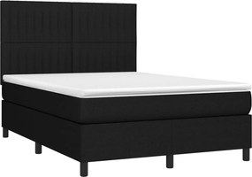 vidaXL Κρεβάτι Boxspring με Στρώμα Μαύρο 140x190 εκ. Υφασμάτινο