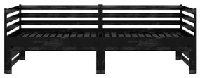 vidaXL Καναπές Κρεβάτι Μαύρος 2 x (90 x 200) εκ. από Μασίφ Ξύλο Πεύκου