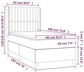 ΚΡΕΒΑΤΙ BOXSPRING ΜΕ ΣΤΡΩΜΑ ΑΝΟΙΧΤΟ ΓΚΡΙ 90X190 ΕΚ. ΥΦΑΣΜΑΤΙΝΟ 3132113