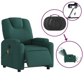 vidaXL Πολυθρόνα Μασάζ Ηλεκτρική Ανακλινόμενη Σκ. Πράσινο Υφασμάτινη