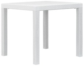 Τραπέζι Κήπου Λευκό με Εμφάνιση Ρατάν 79x79x72 εκ. Πλαστικό - Λευκό