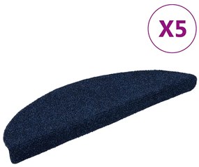 vidaXL Πατάκια Σκάλας Αυτοκόλ. 5 τεμ Ν. Μπλε 56x17x3 εκ. Βελονιασμένα