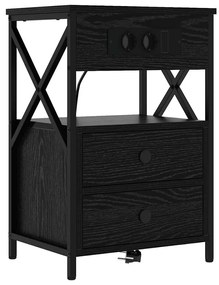 vidaXL Κομοδίνο Μαύρη δρυς 40 x 31 x 60 εκ. Επεξεργασμένο ξύλο