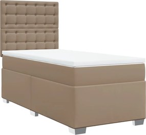 vidaXL Κρεβάτι Boxspring με Στρώμα Καπουτσίνο 100x200εκ.από Συνθ.Δέρμα