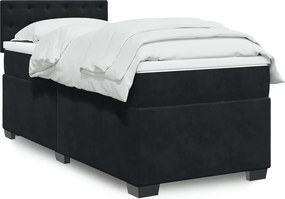 vidaXL Κρεβάτι Boxspring με Στρώμα Μαύρο 80 x 200 εκ. Βελούδινο