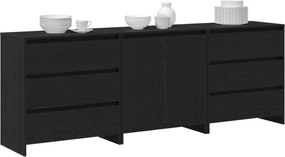 vidaXL Πλαϊνό γραφείο 3 pcs Μαύρο 70 x 41 x 75 εκ. Επεξεργασμένο ξύλο