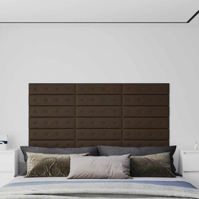vidaXL Κεφαλάρι Τοίχου 12 pcs Καφέ 60 x 15 cm Τεχνητό Δέρμα