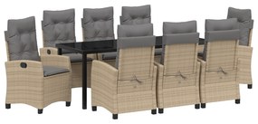 vidaXL Σετ Κηπουρικής  9 Τεμαχίων με Μαξιλάρια Μπεζ Πολυ Ράτα