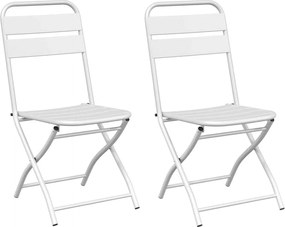 vidaXL Πτυσσόμενη Καρέκλα Κήπου 2 pcs Λευκό 42 x 52 x 82εκ